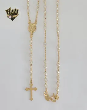 (1-3350-2) Gold Laminate - 3mm Guadalupe Virgin Rosary Necklace - 18 - BGF.