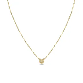 14k Itty Bitty Cat with Diamond Eyes Necklace