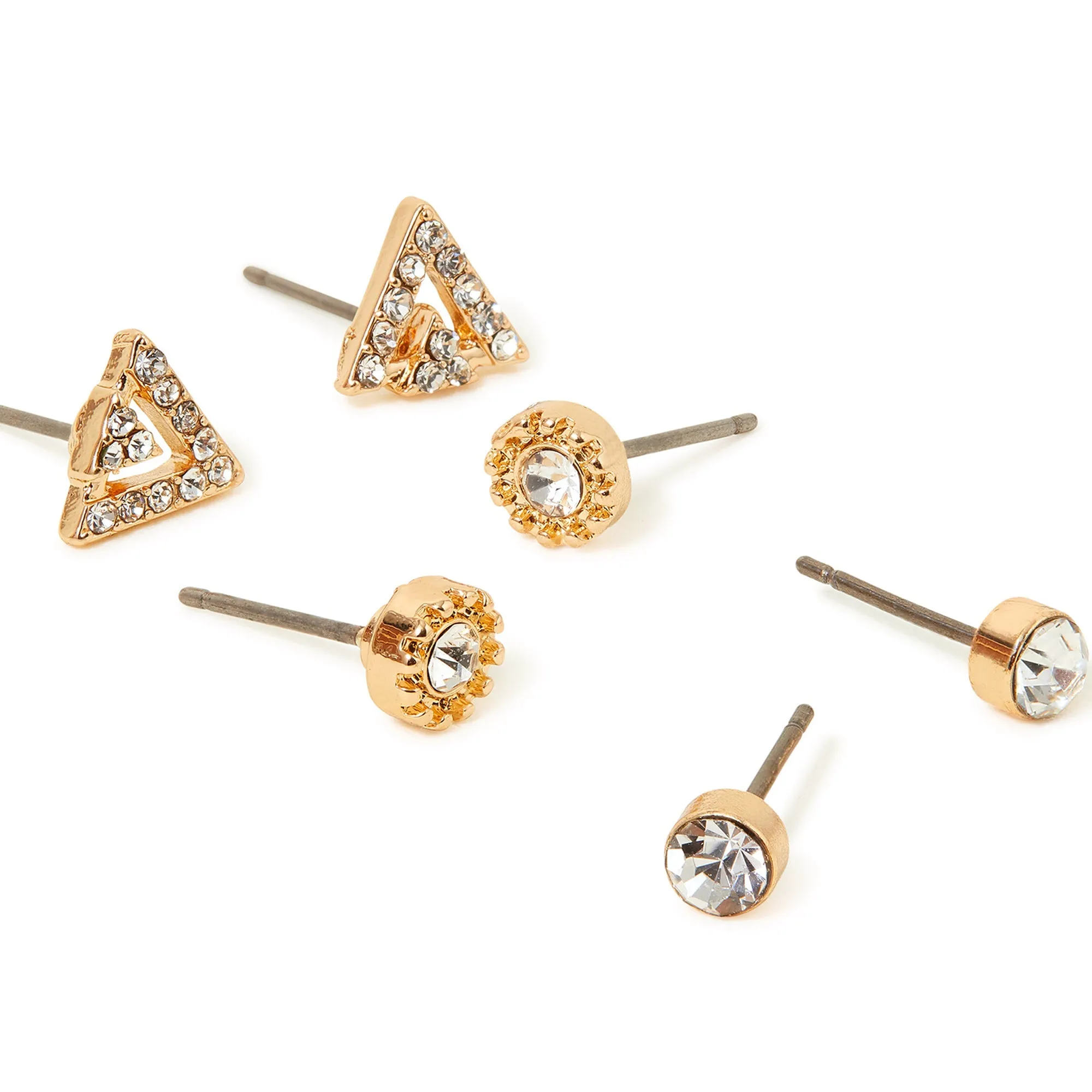 Accessorize London Women's Mixed Shape Sparkle Studs Set Of Three