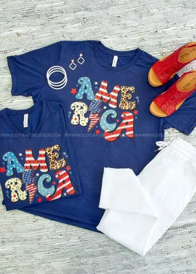 America Multi Graphic Tee - Crew or Vneck