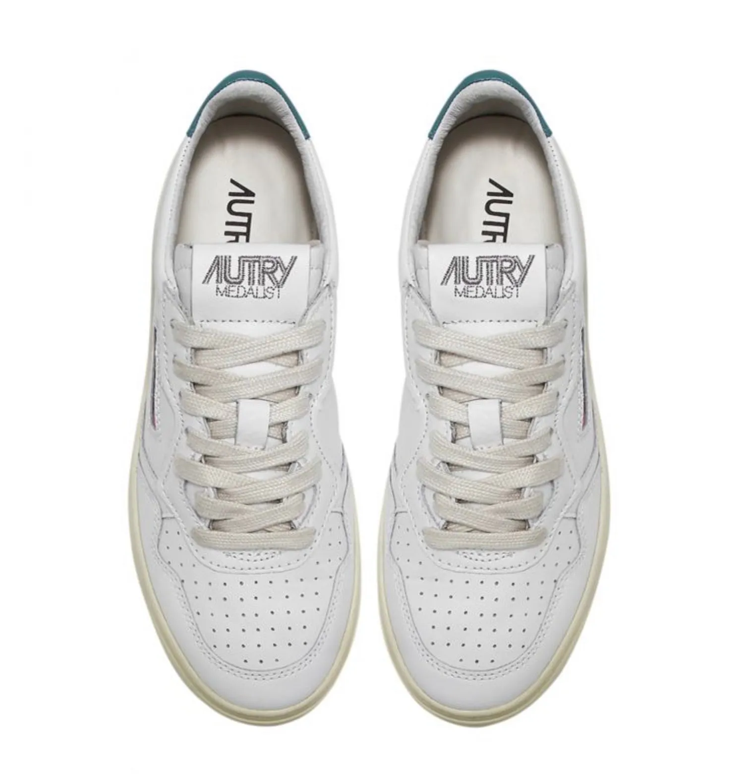 Autry Action Shoes Low Man Leather - White & Petrol