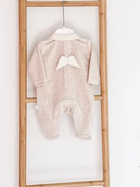 BabyGi Beige Angel Wing Peter Pan Baby Grow