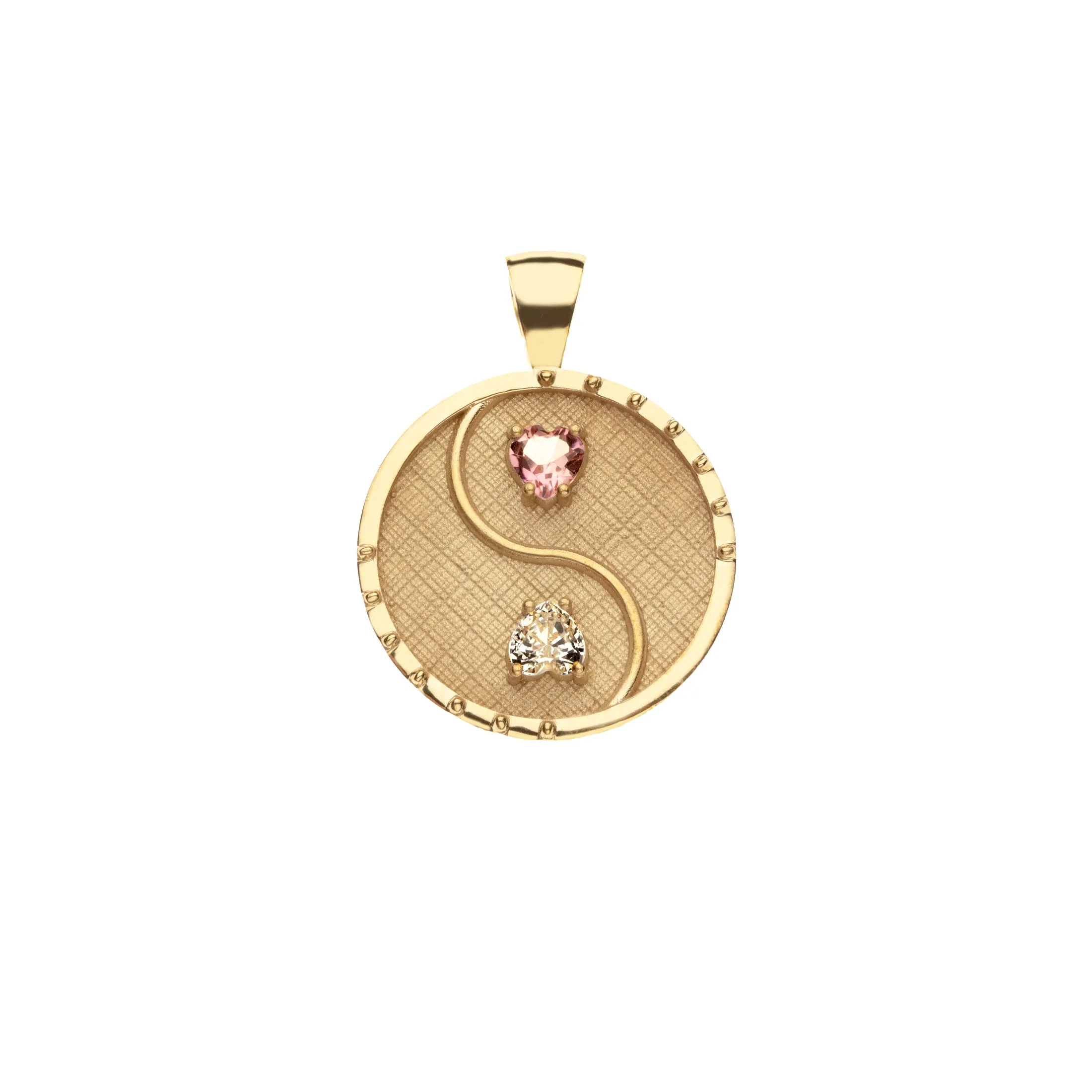 BALANCE JW Small Pendant Coin in 10k with Stones