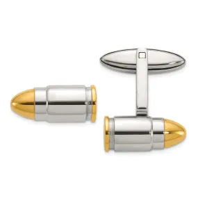 Chisel Stainless Steel Polished Yellow IP-Plated Bullet Cuff Links