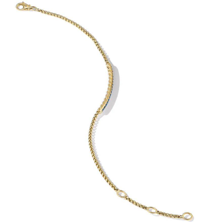 David Yurman Petite Pave Bar Bracelet in 18K Yellow Gold with Blue Sapphires, 1.7mm