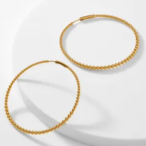 DOT BEADED LARGE HOOP EARRINGS