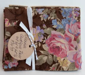 Fabric Bundle of 4 Fat Quarters from Antique Rose Collection, Brown/Parchment, From Lecien, Japan