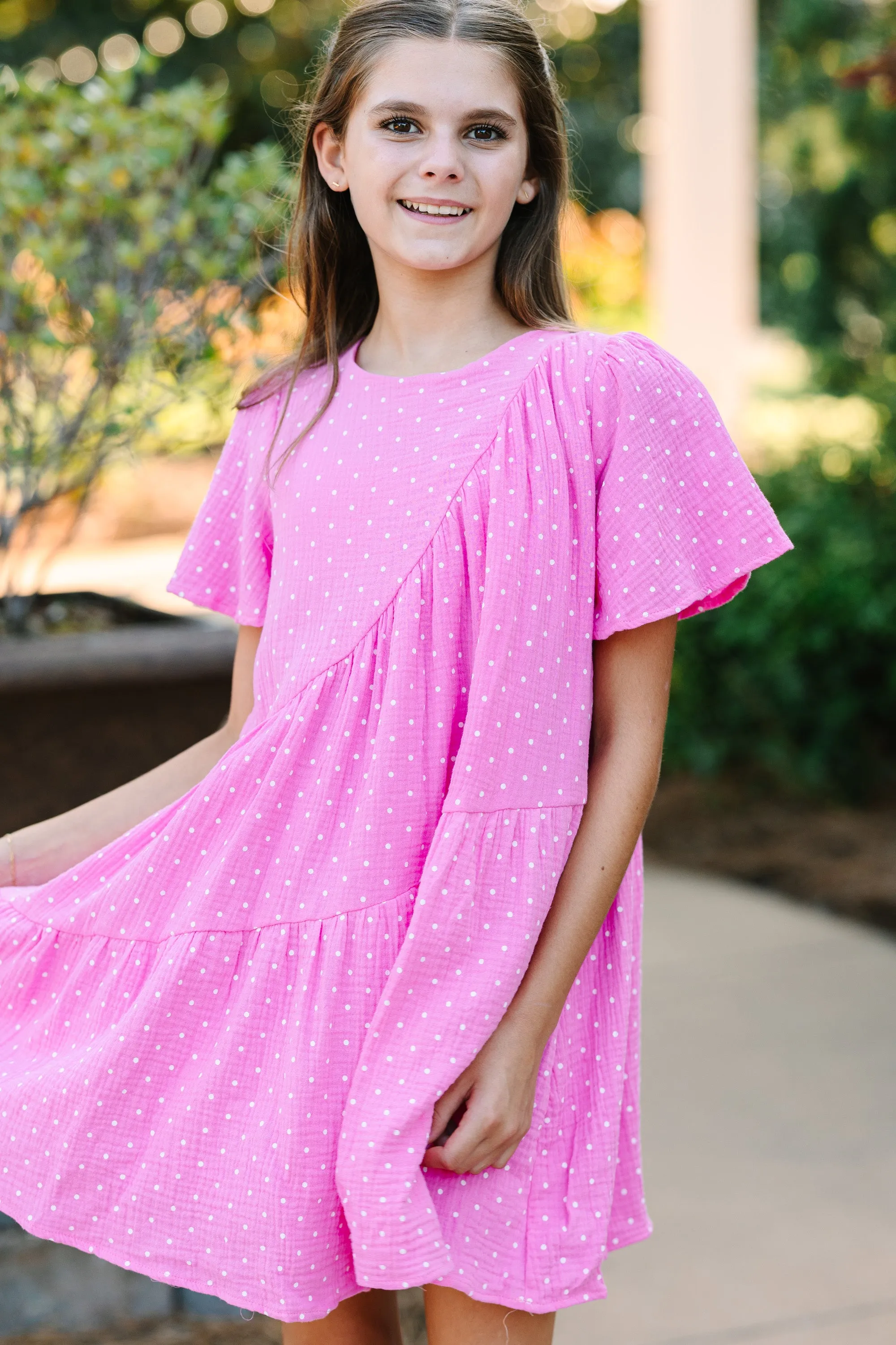 Girls: Just Too Sweet Pink Polka Dot Dress