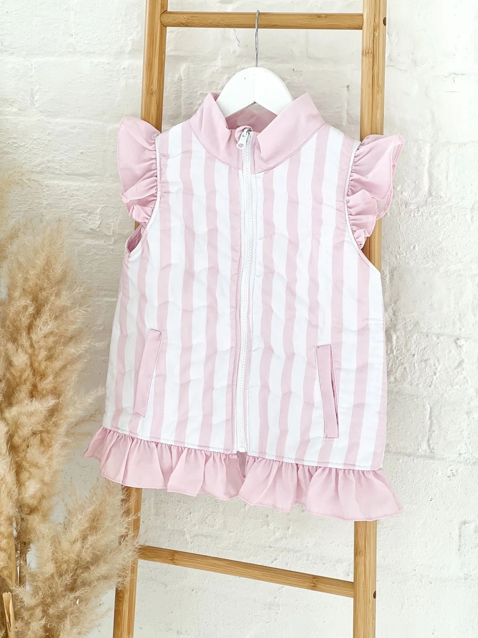 Girls Pink Stripe Gilet