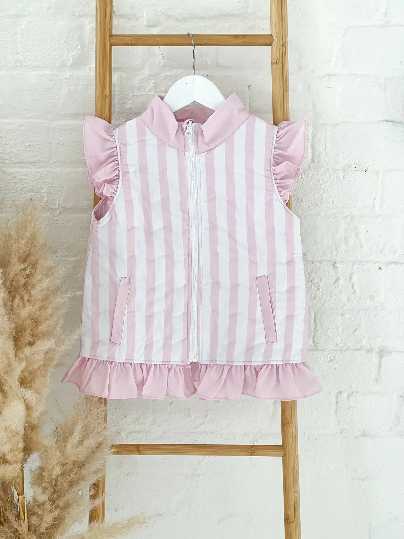 Girls Pink Stripe Gilet