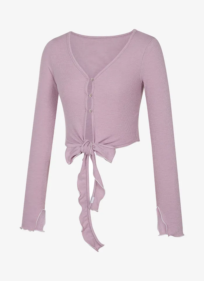 Grande Line Ribbon Tie-up Cardigan