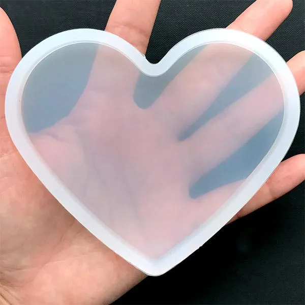 Heart Resin Coaster Molds (2 pieces) Pattern 2, Silicone Mould for Casting with Resin, Epoxy and Concrete