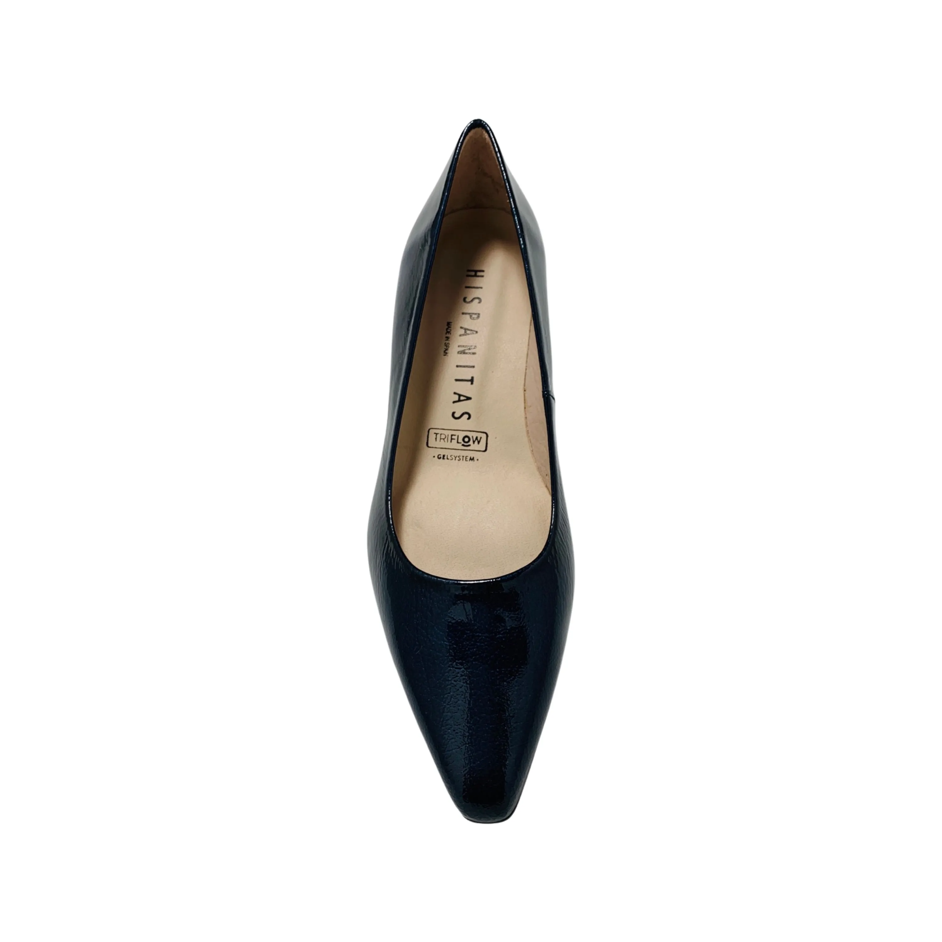 HI232529 Sahara Navy Patent Low Heel