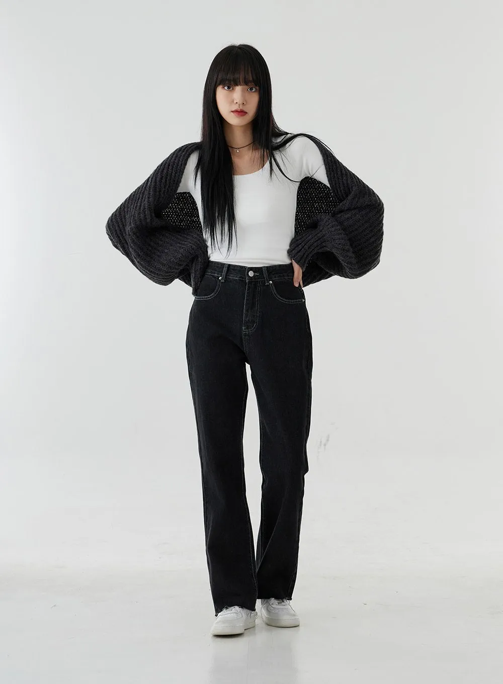 High Waist Bootcut Denim Pants OO21