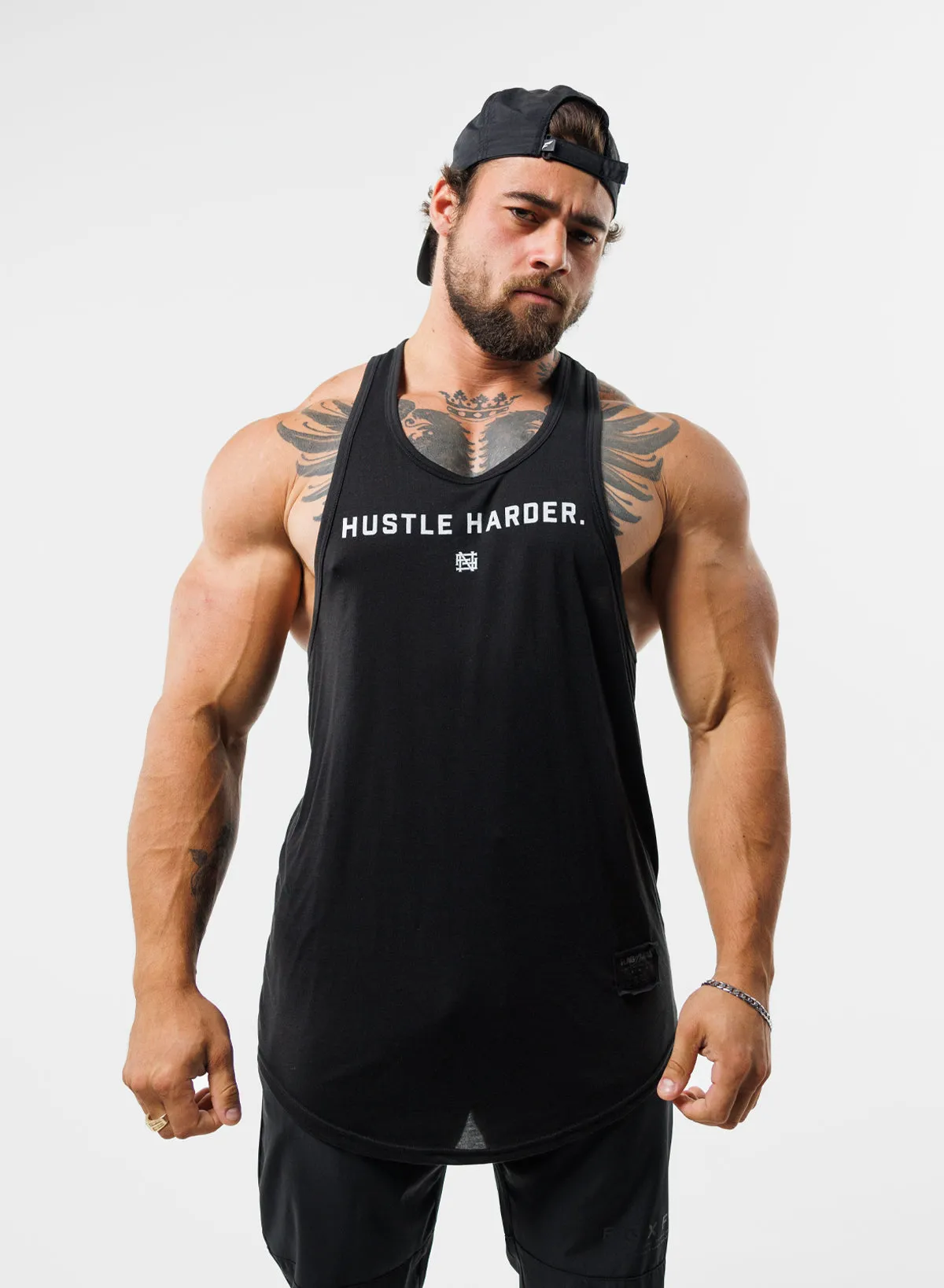 HUSTLE HARDER STRINGER - BLACK