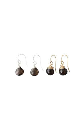 Jill Short Drop Earrings in Smoky Quartz