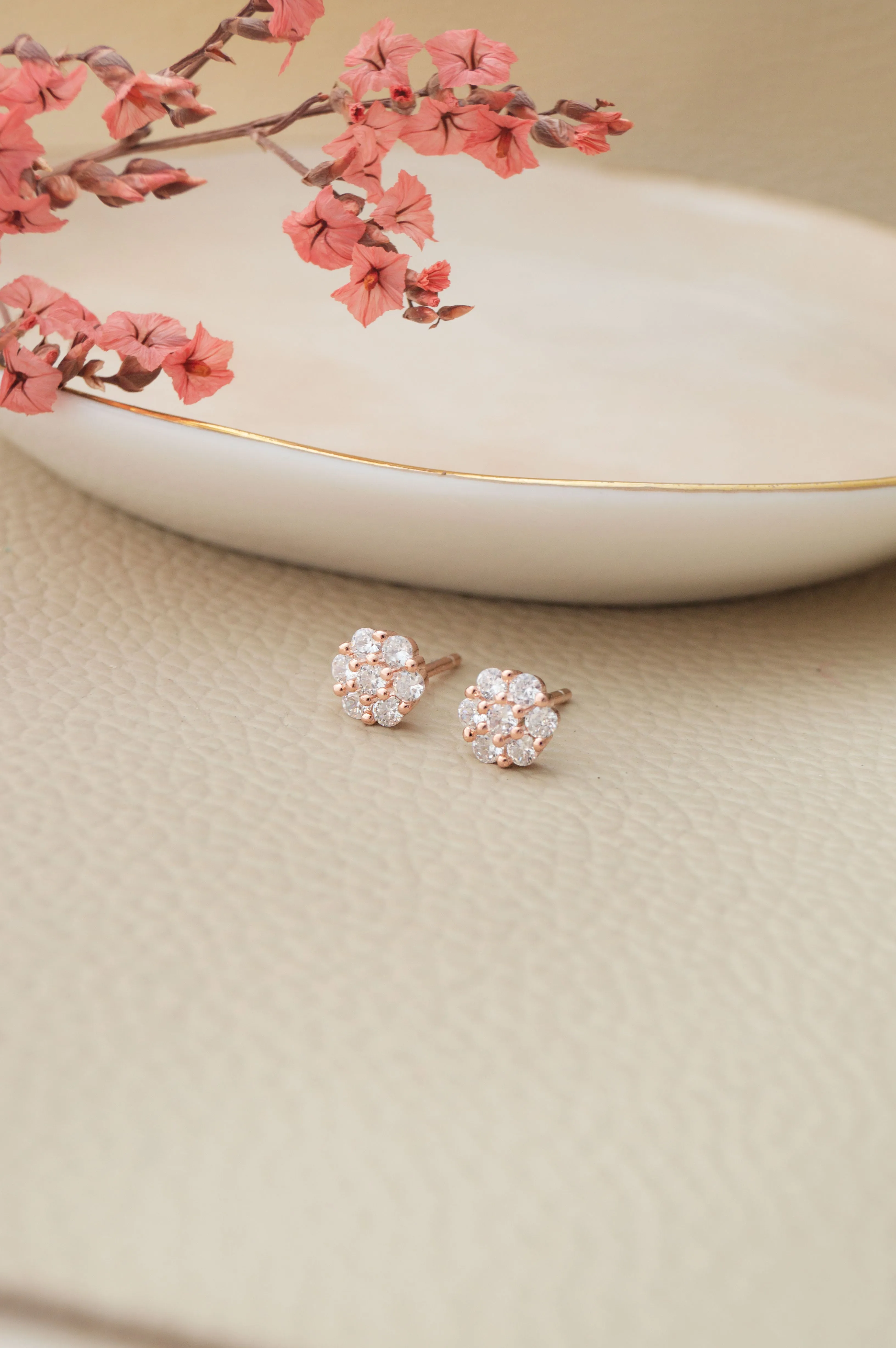 Little Sparkle Cluster Rose Gold Plated Sterling Silver Stud Earrings