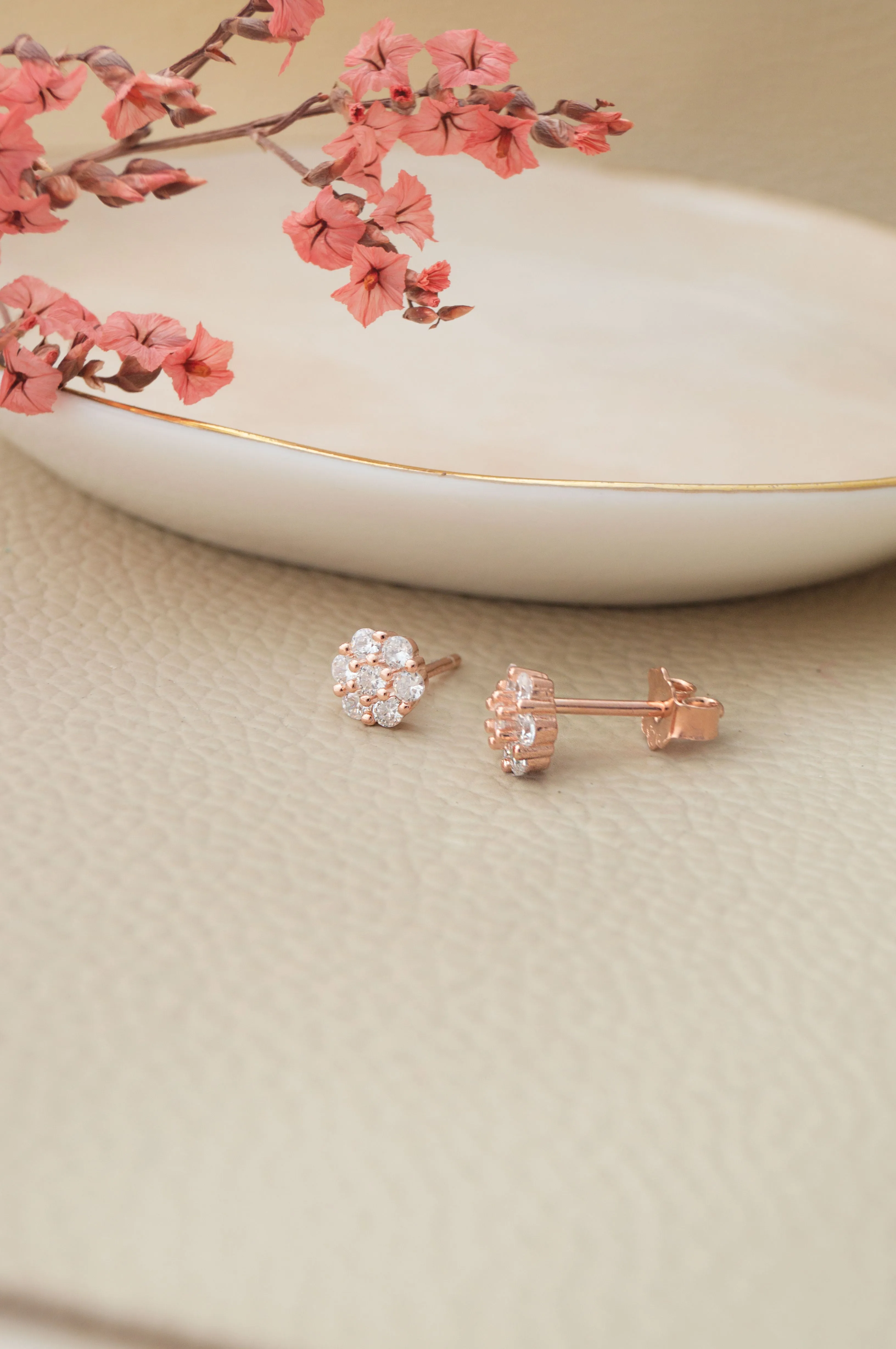 Little Sparkle Cluster Rose Gold Plated Sterling Silver Stud Earrings