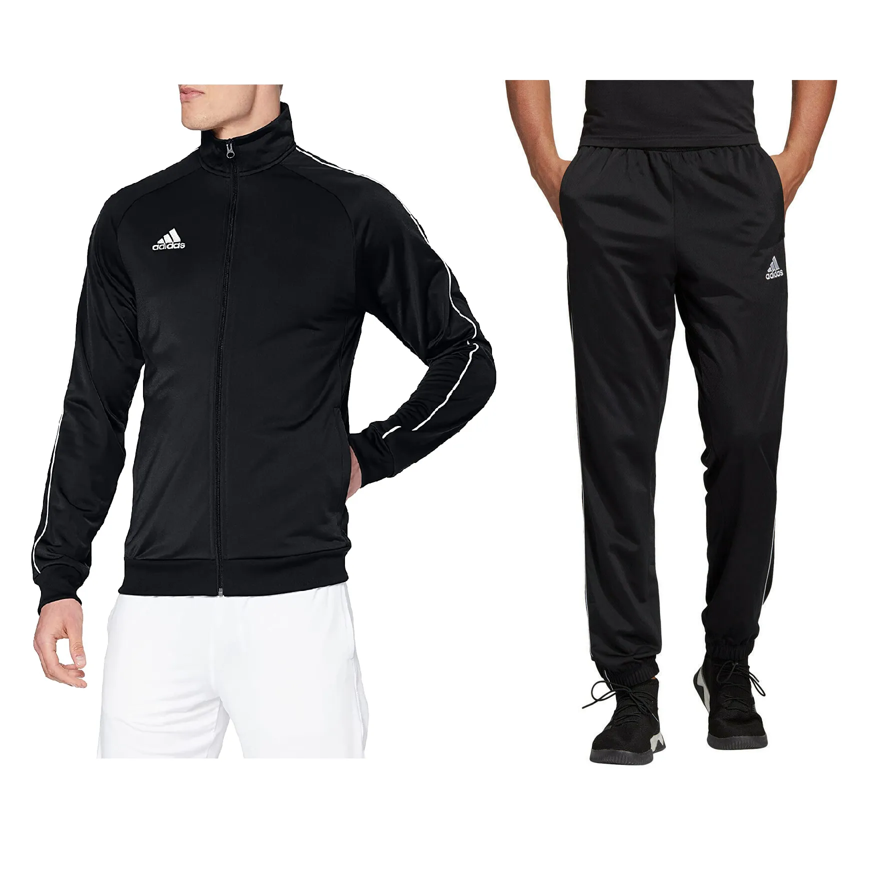 Mens Adidas Core 18 Pes Track Pants Jacket Tracksuit Training Set Black