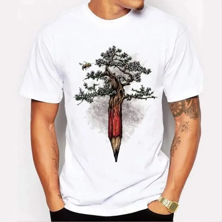 Men's Fashion Printed White T-Shirt S4540229