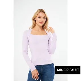 (Minor Fault) Lilac Rib Swan Neck Top