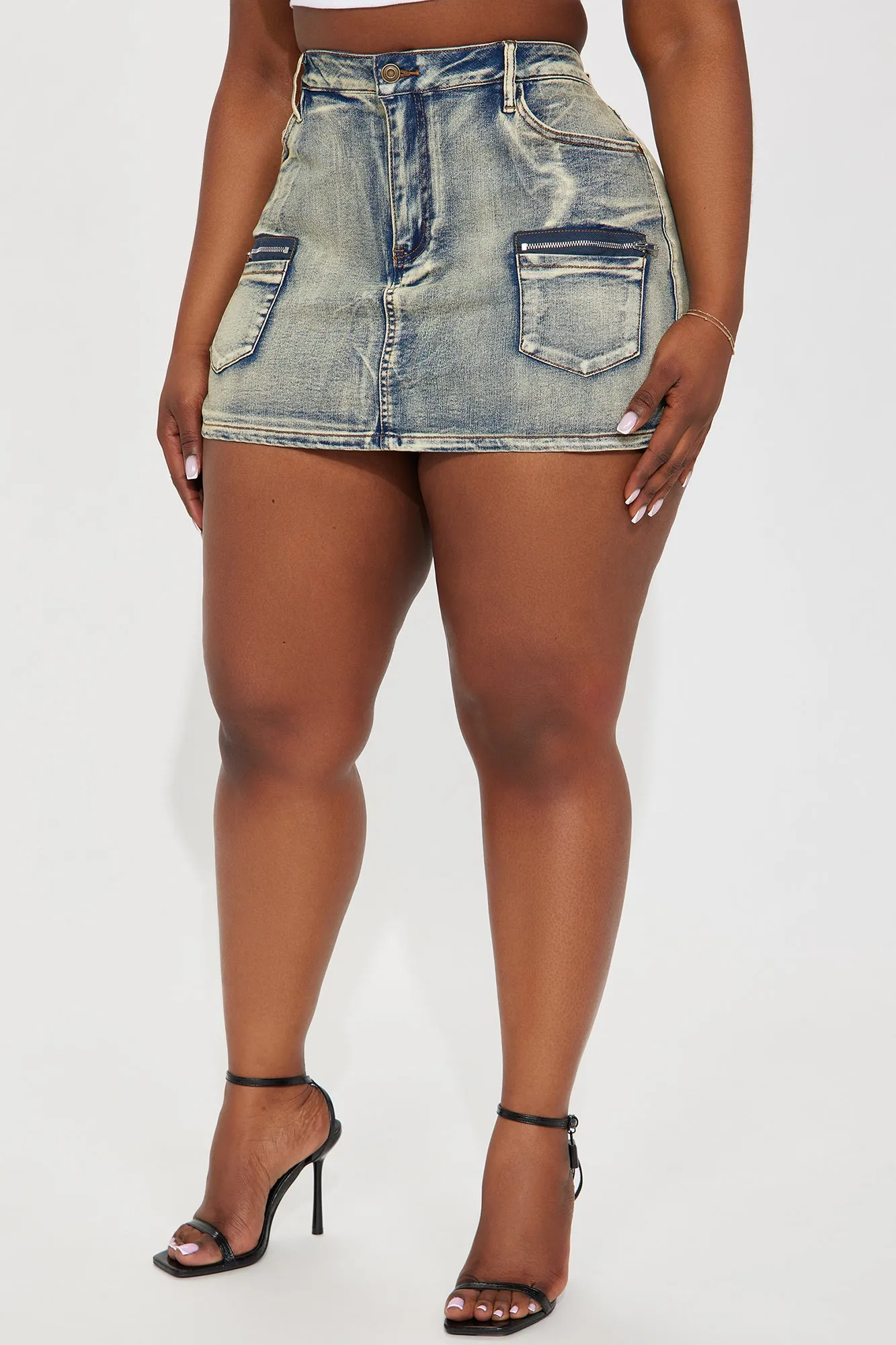 Moving Forward Tinted Denim Skort - Dark Wash