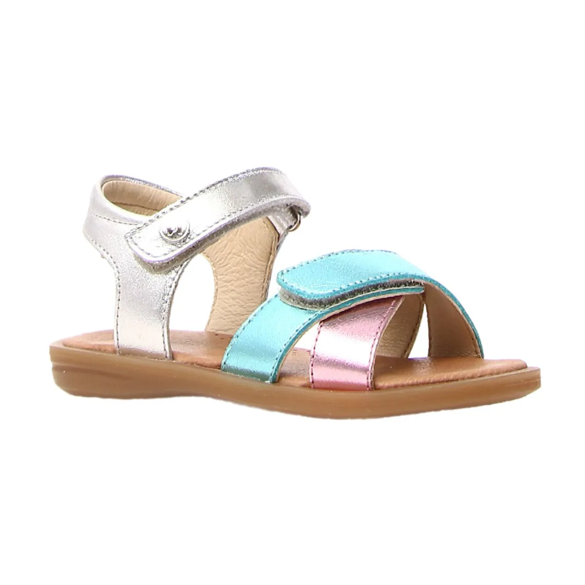 Naturino Girl's (Sizes 33-35) Turquoise/Pink/Silver Sandal