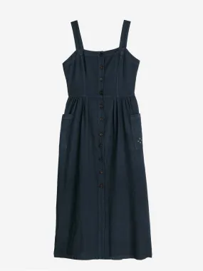 Navy Buttoned Strap Dress