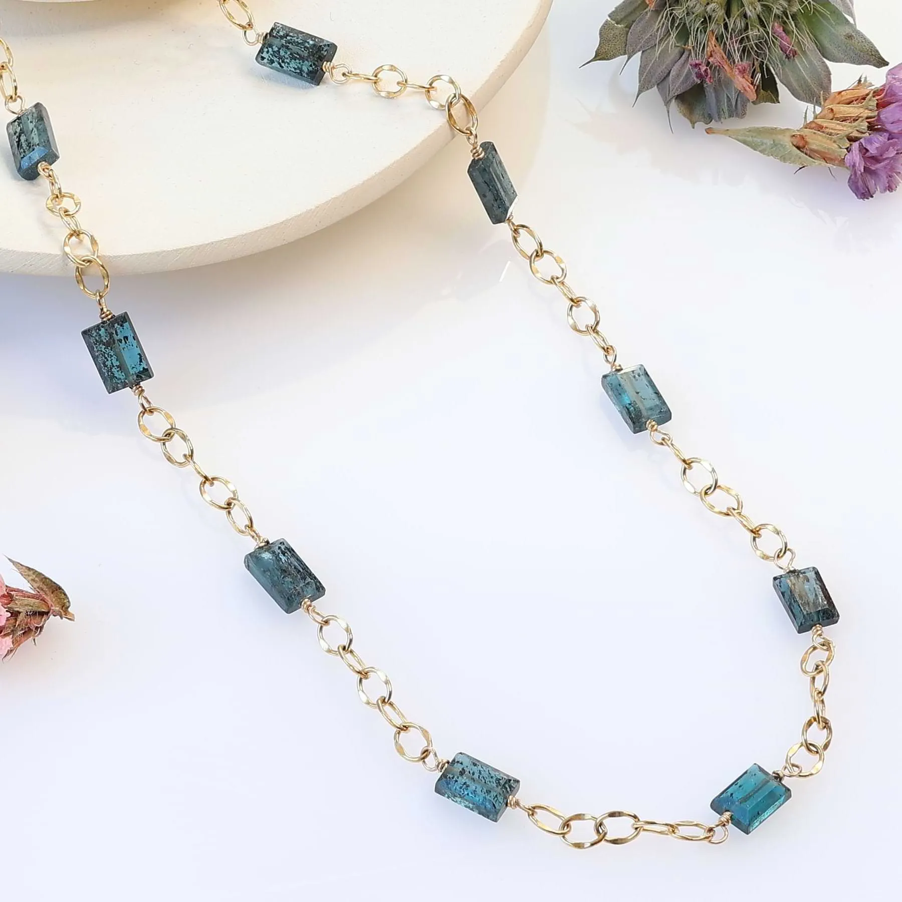 Navy - Kyanite Gold Necklace