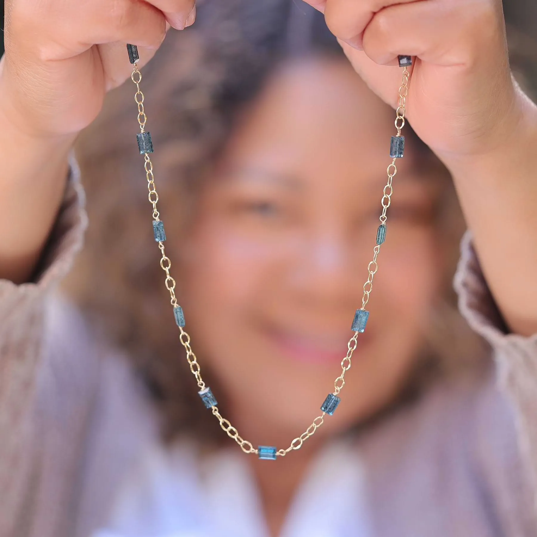 Navy - Kyanite Gold Necklace