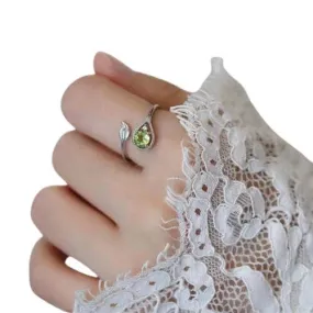 New Trend Branches Leaves Open Peridot Ring