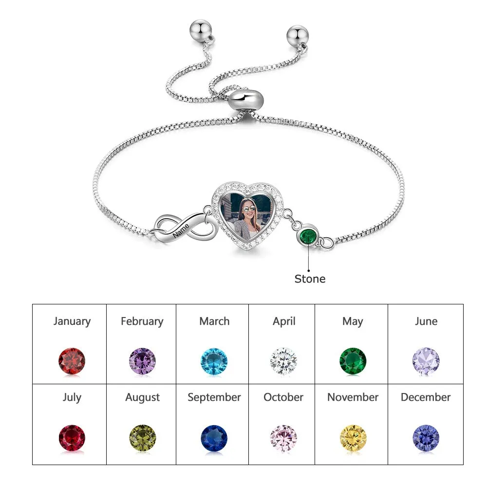 Personalized Cordate Photo Infinity Bracelet