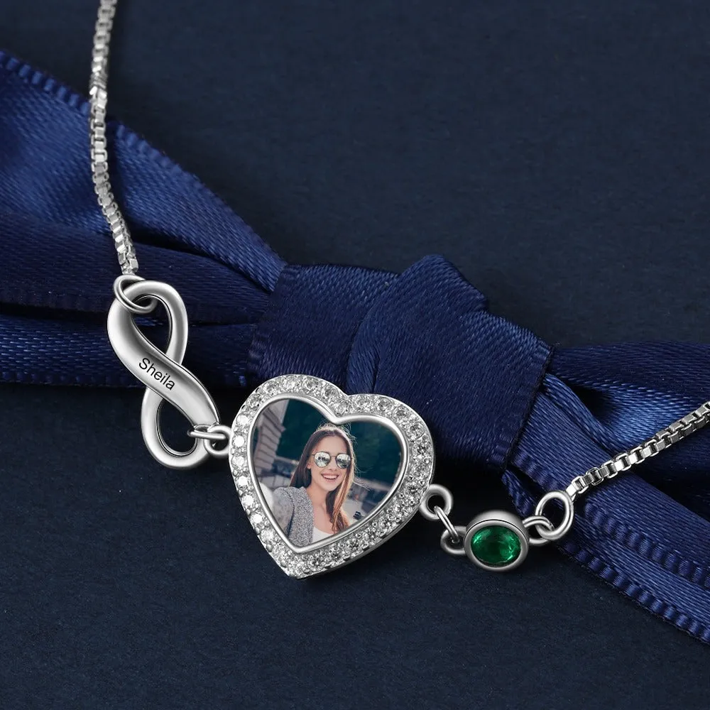 Personalized Cordate Photo Infinity Bracelet