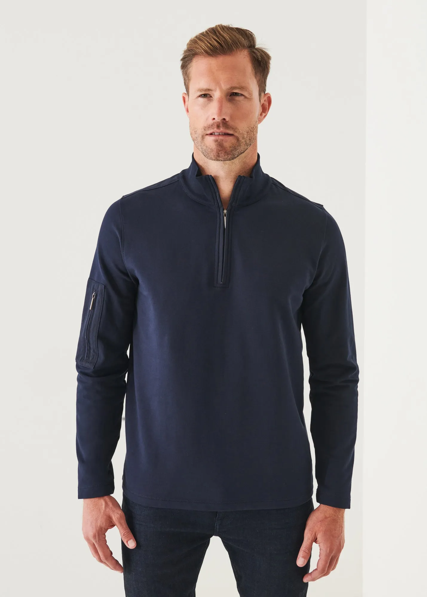 PIMA STRETCH FLEECE QUARTER-ZIP