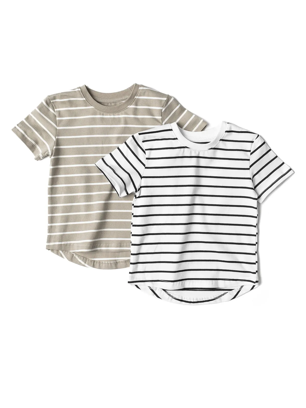 Pinstripe Tee - Khaki Green and White