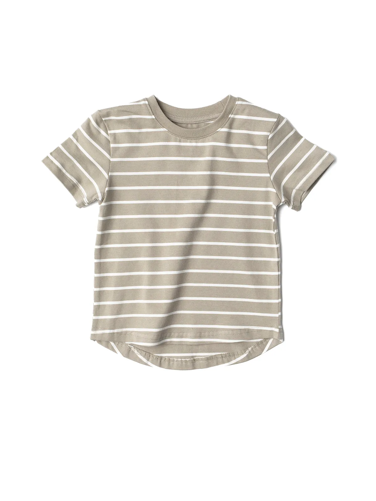 Pinstripe Tee - Khaki Green and White