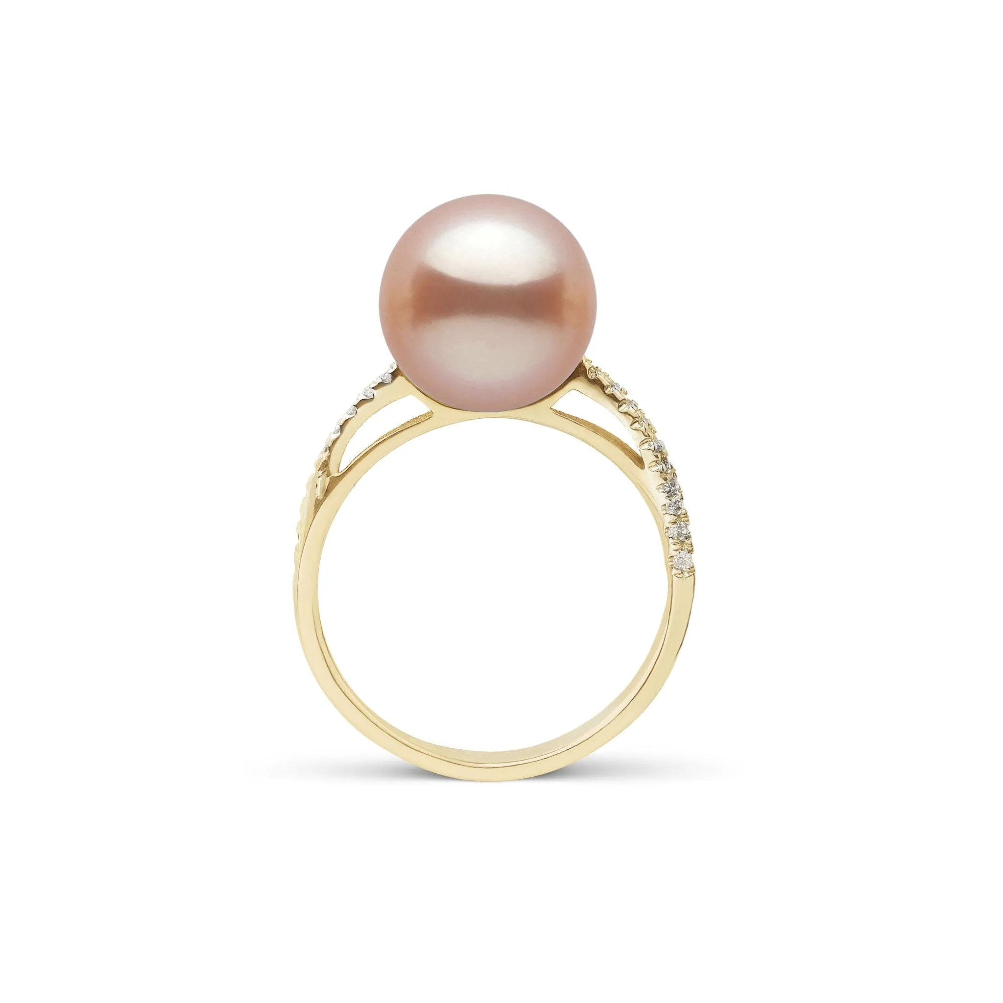 Pirouette Collection 10.0-11.0 mm Pink to Peach Freshadama Pearl and Diamond Ring