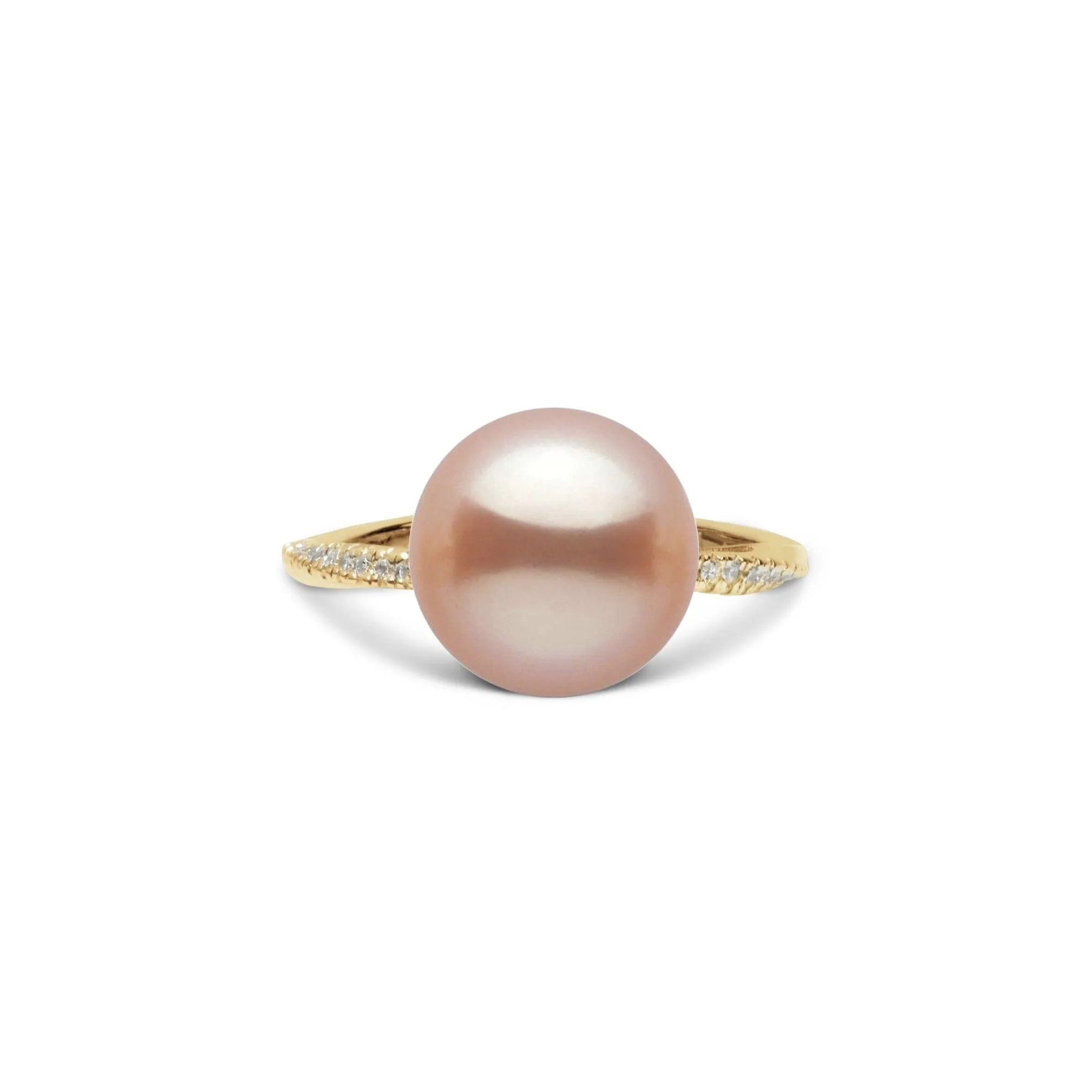 Pirouette Collection 10.0-11.0 mm Pink to Peach Freshadama Pearl and Diamond Ring