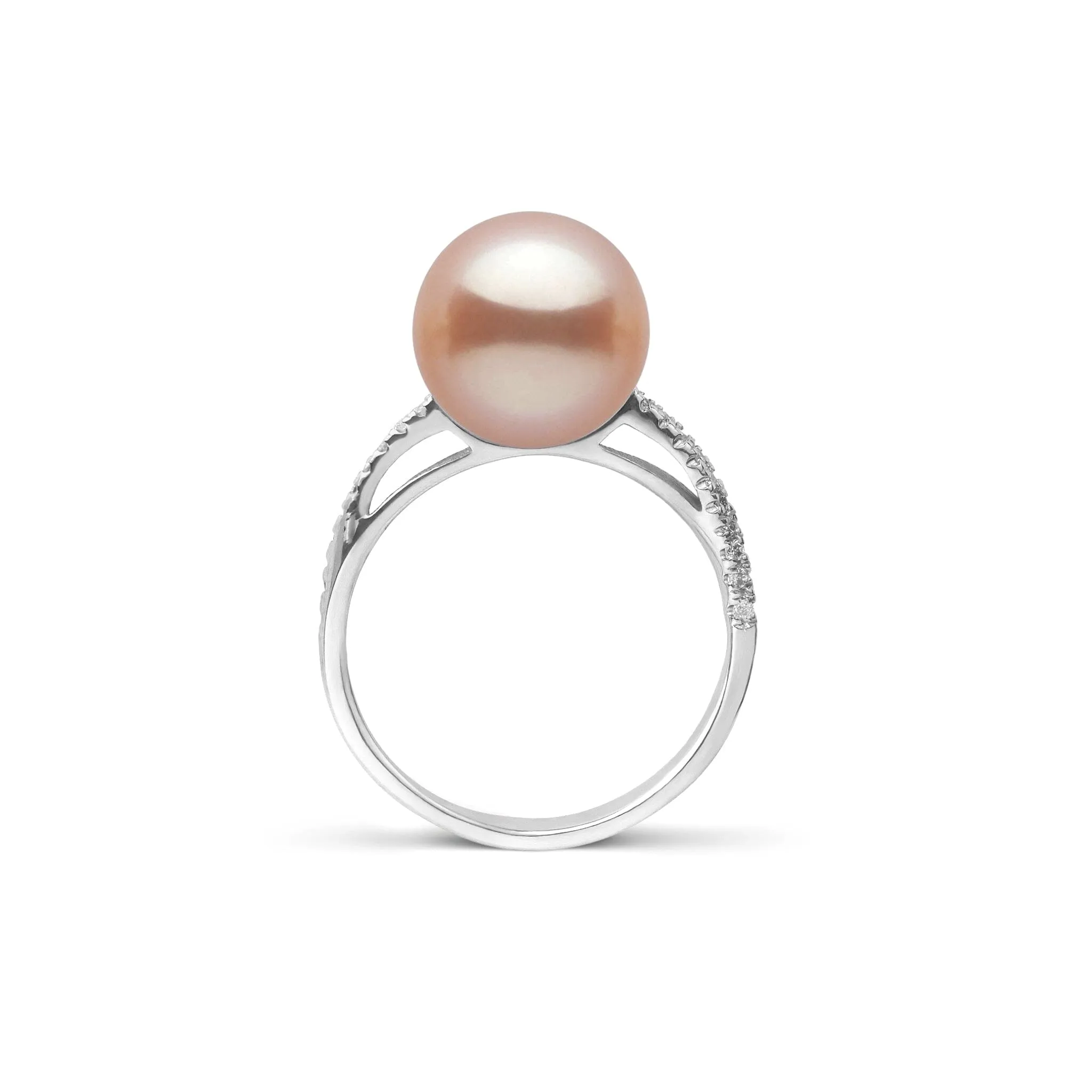 Pirouette Collection 10.0-11.0 mm Pink to Peach Freshadama Pearl and Diamond Ring