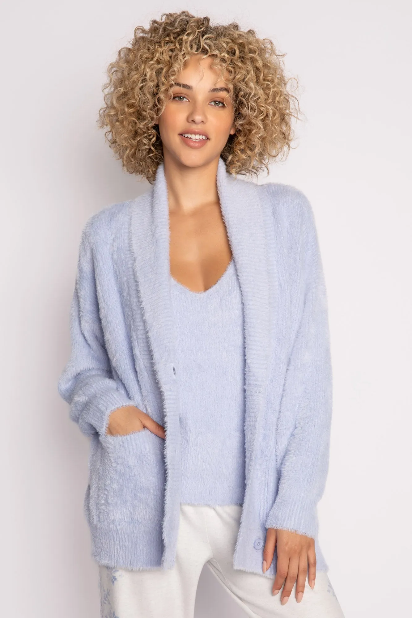 PJ Salvage cardigan, feather knit