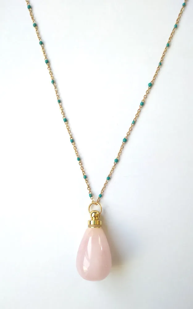 Rose Quartz Essential Oil Bottle Pendant