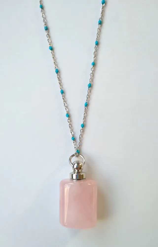 Rose Quartz Essential Oil Bottle Pendant