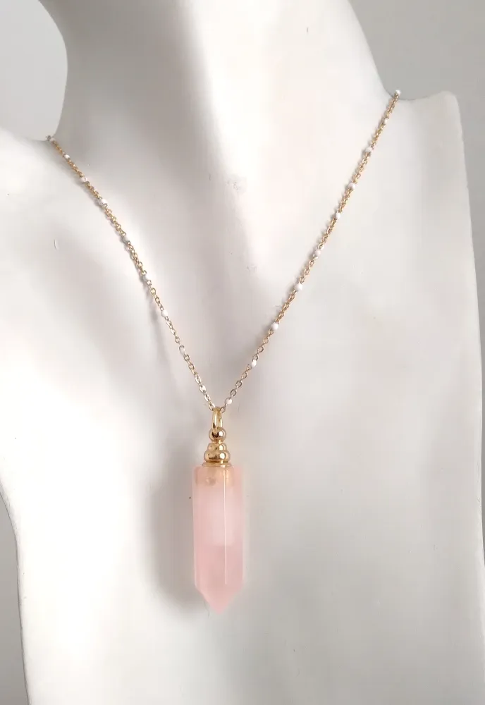 Rose Quartz Essential Oil Bottle Pendant