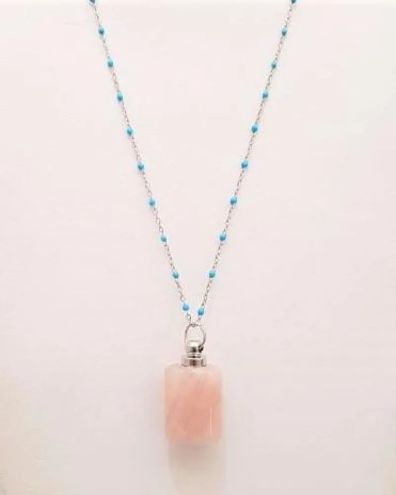 Rose Quartz Essential Oil Bottle Pendant