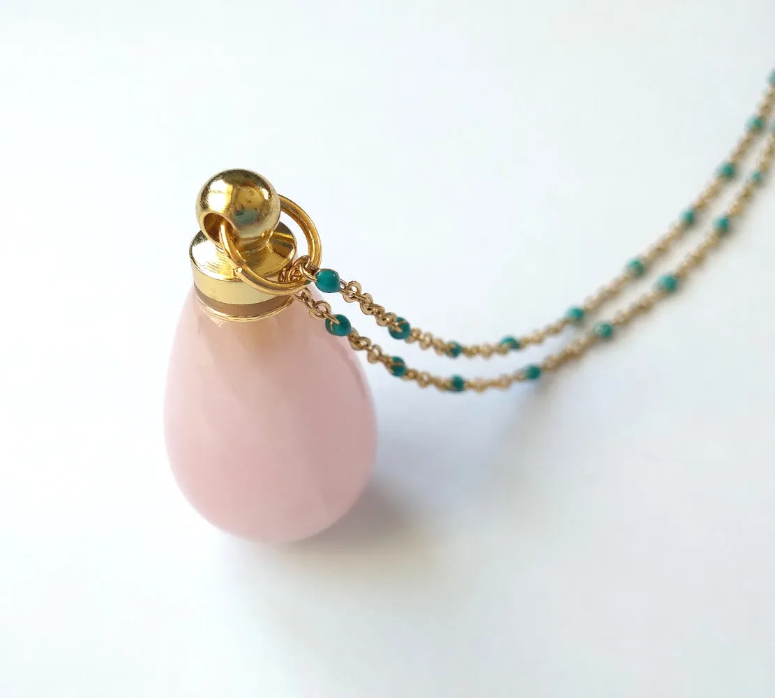 Rose Quartz Essential Oil Bottle Pendant