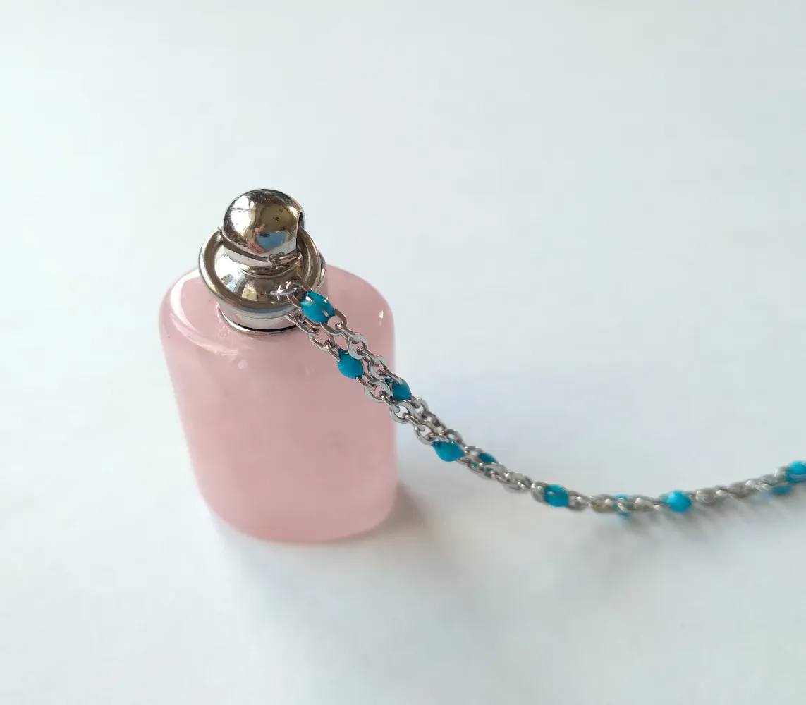 Rose Quartz Essential Oil Bottle Pendant