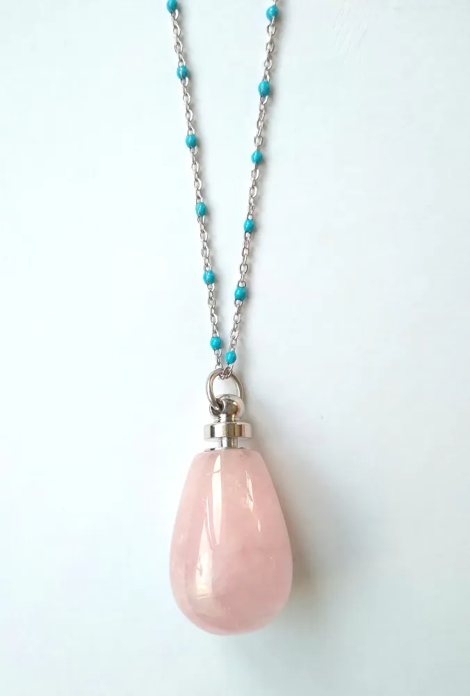 Rose Quartz Essential Oil Bottle Pendant