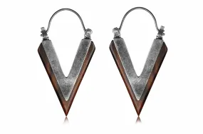 Silver Wood Pointed Hoops