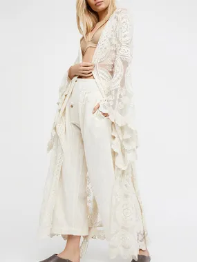 Sleeves White Lace Cover Up