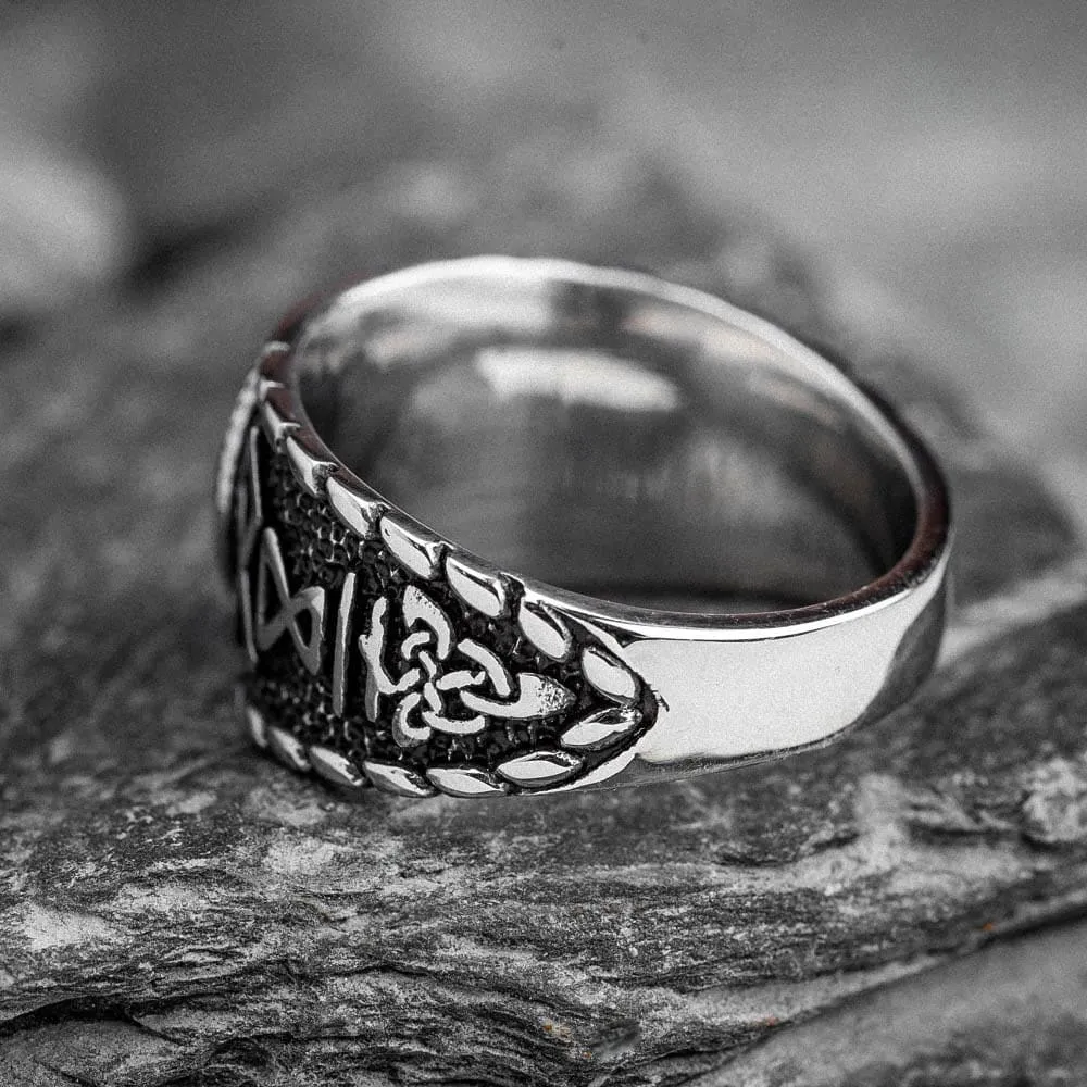 Stainless Steel Vegvisir and Runes Ring